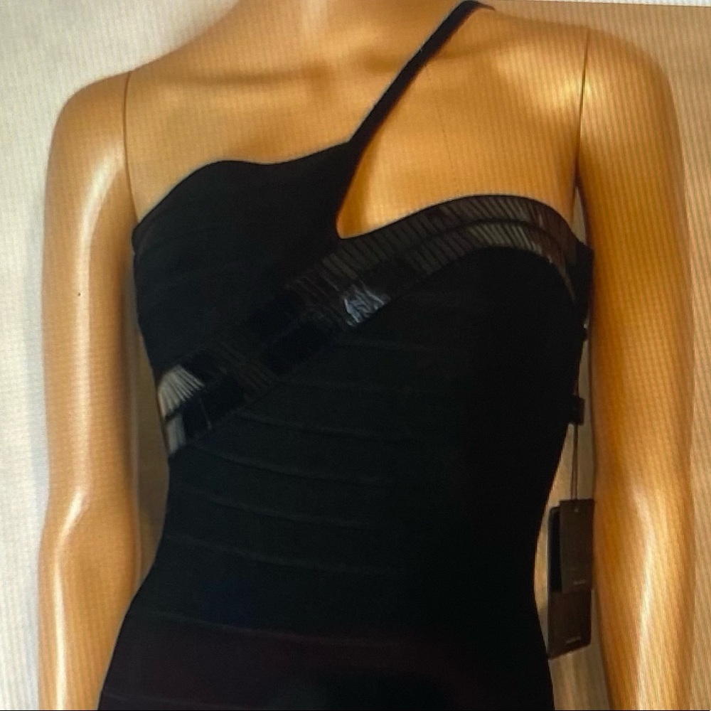 NWT 🔥 Herve Leger Black Bandage Cocktail Dress - Picture 2 of 6
